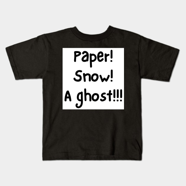 Paper, Snow, A Ghost! Kids T-Shirt by designr-shop